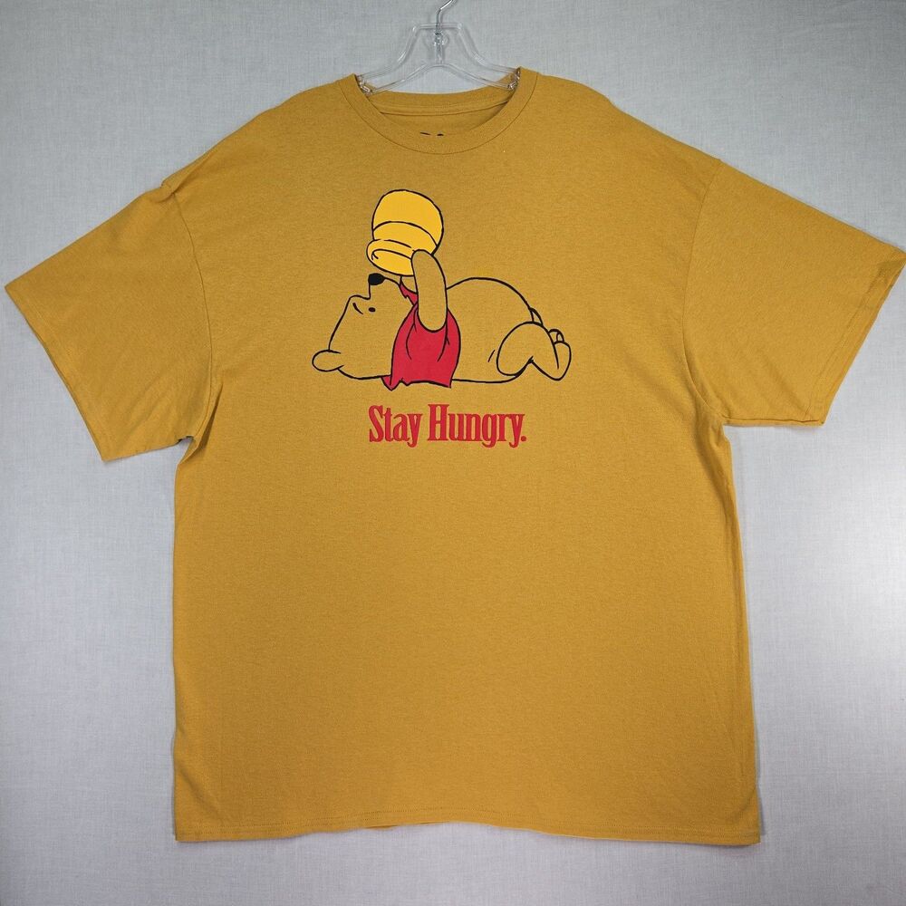 Disney Winnie the Pooh "Stay Hungry" T-Shirt Men Unisex XXL 100% Cotton Kidcore